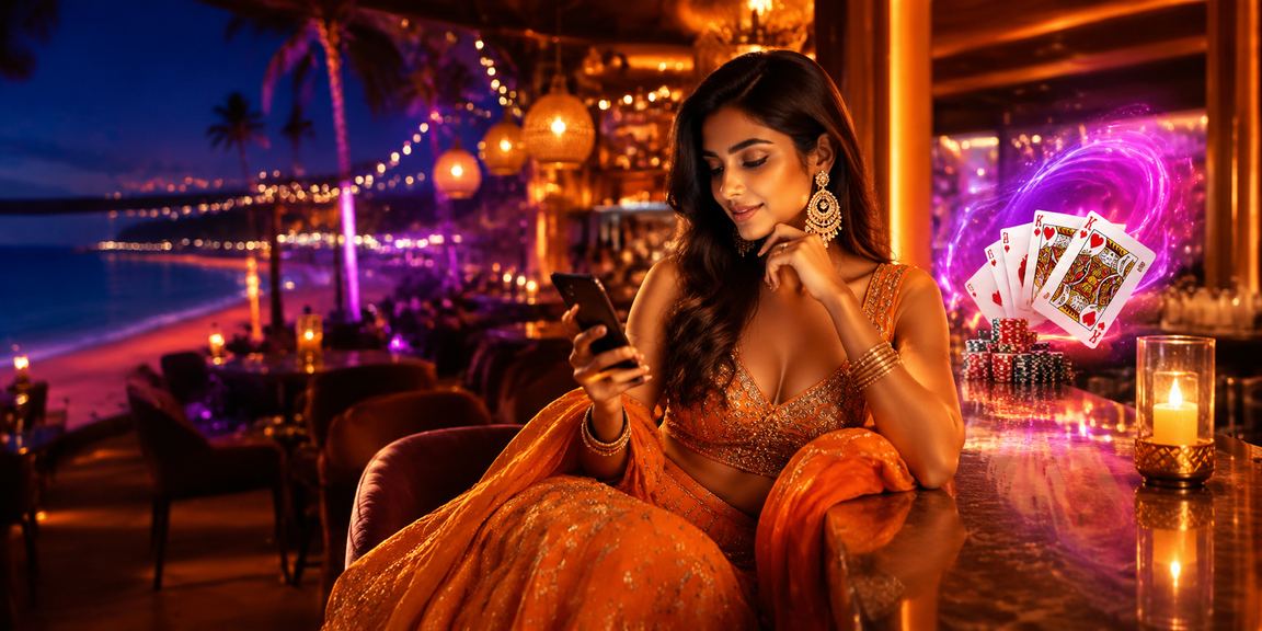 Enthusiastic player enjoying Teen Patti game at beach in Goa