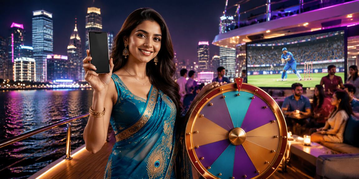 Excited player placing online cricket bets with sp3d2 in vibrant setting
