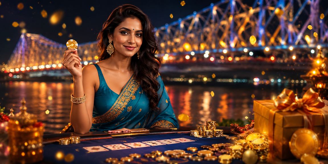 Kolkata casino scene with bettors playing traditional Indian card games